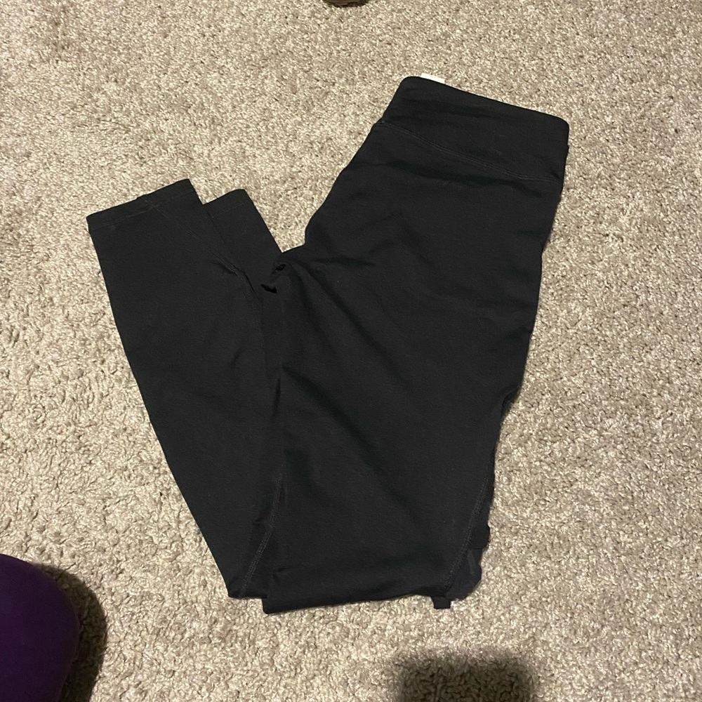 Fabletics full length black mesh criss cross leggings